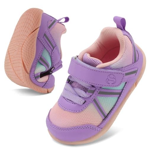 Image of JOINFREE Toddler Boys Sneakers Non-Slip Sports Shoes Girls Sneakers Lightweight Baby Walking Shoes Pink Purple 7.5/8 UK Child