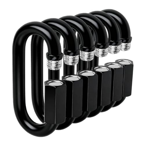 Image of Quick Link - Ekunbuy Heavy Duty Black Chain Link Connector,Screw Lock Oval Clips Electrophoresis Anti-Rust Coating for Secure Outdoor & Indoor Use in Camping, Hammocks,Gym (M5(1.97in, Piece, 6)
