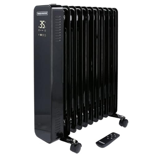 Image of Oil Filled Radiator 11 Fins 2500W, Portable Electric Heater on Wheels with 3 Heat Settings 24H Timer Overheat Protection TOUGH MASTER (2.5KW, 11 Fins with LED Screen)