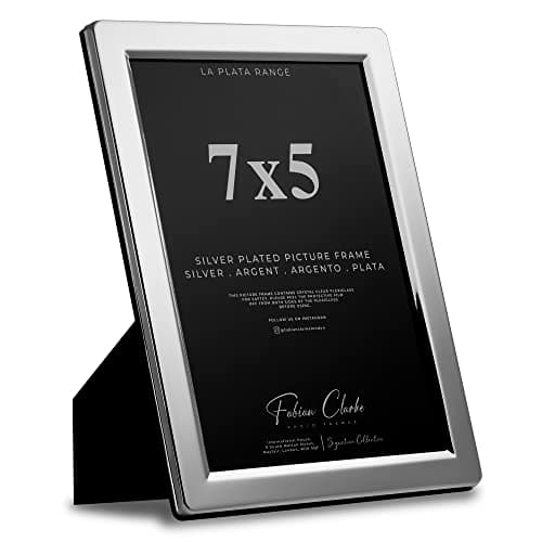Image of Silver Plated Photo Frame Picture Frame Plain Satin Finish and Tarnish Protected for Wedding Picture or Family Photos (7x5)