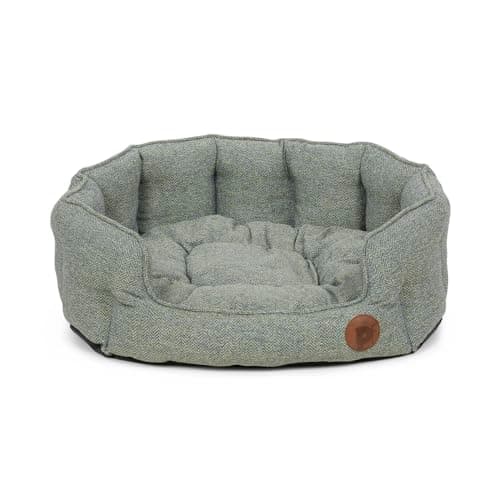 Image of Petface Sage Herringbone Oval Dog Bed with Removeable Cushion, Machine Washable, Large (Pack of 1)