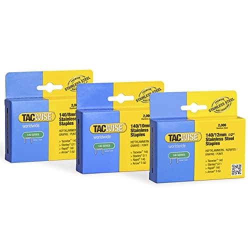 Image of Tacwise 1308 Bundle of Type 140/8-12mm Heavy Duty Stainless Steel Staples, 3 Packs of 2000