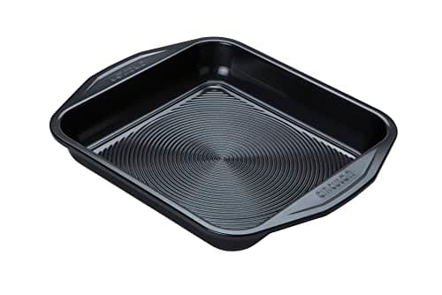 Image of Circulon Ultimum Square Cake Tins for Baking - Non Stick 9 Inch Cake Tin, Freezer and Dishwasher Safe Carbon Steel Bakeware, Black