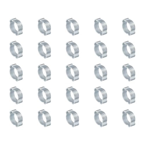 Image of PATIKIL 25 Pack 13-15mm Double Ear Hose Clamp, Galvanized Steel O Clip Crimp Rings for Fuel Petrol Pipe Tube Fitting Connections, Silver Tone