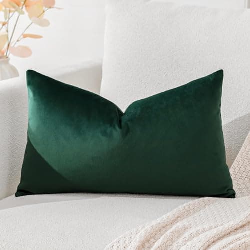 Image of Artscope Luxury Velvet Cushion Covers Super Soft Decorative Throw Pillow Covers Case Lumbar Cushion Cases for Sofa Couch Bedroom Car Decor 30x50cm Army Green