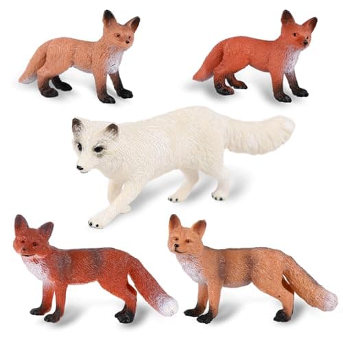 Image of Gukasxi 5 Realistic Wild Fox Action Model Miniature Fox Toys Desktop Decoration Set Birthday Cupcake Topper Educational Learning Toys