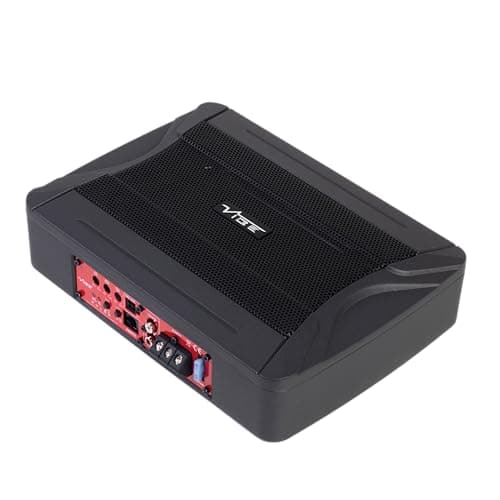 Image of VIBE Car Audio Car Audio 240W Pulse PULSEC8A-V0 Underseat Ultra Slim Compact Active Subwoofer System, Die-Cast Aluminium loaded subwoofer enclosure, under seat subwoofer enclosure