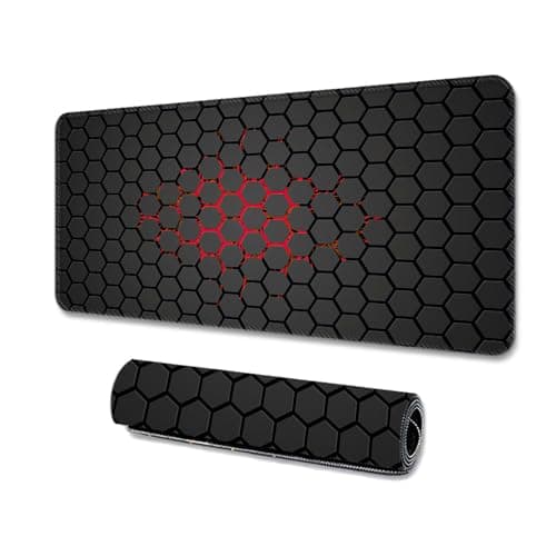 Image of XSDSLS Gaming Mouse Mat, Large Mouse Pad 900x400 XXL mousepad Anti-Fray Stitched Edges, Non-Slip Rubber Base,Keyboard Desk Pad, Improved Precision and Speed, Black (900 * 400 RED)