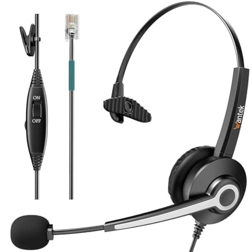 Image of Wantek Corded Telephone Headset Mono w/Noise Canceling Mic for ShoreTel Plantronics Polycom Zultys Toshiba NEC Aspire Dterm Nortel Norstar Meridian Siemens ROLM Packet8 Landline Deskphones