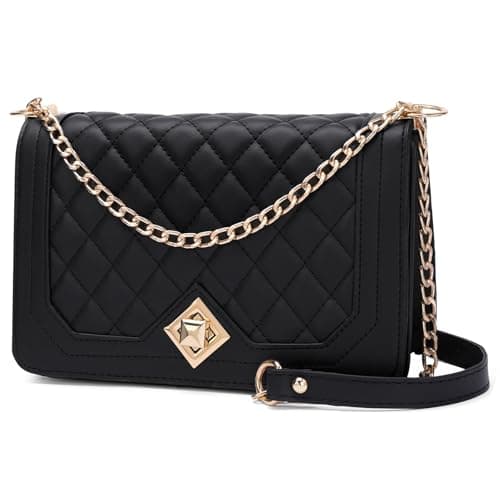 Image of GOIACII Quilted Crossbody Bags for Women Chain Designer Purse Ladies Trendy Shoulder Bag Black