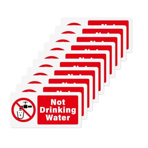 Image of YIKIADA Not Drinking Water Stickers 100 × 50 mm Vinyl Self-Adhesive Safety Sign Waterproof Wall Decal for Sink Outdoor Office Home School Pack of 10