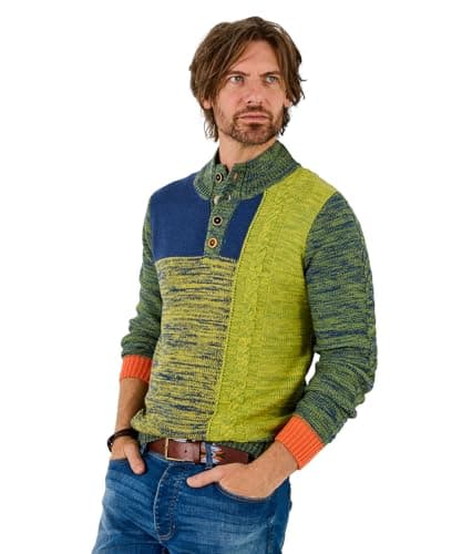 Image of Joe Browns Men's Bright Contrast Colour Funnel Knit, Regular, Green, UK L