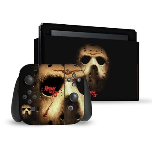 Image of Head Case Designs Officially Licensed Friday the 13th 2009 Jason Voorhees Poster Graphics Vinyl Sticker Gaming Skin Decal Compatible With Nintendo Switch Console & Dock & Joy-Con Controller Bundle