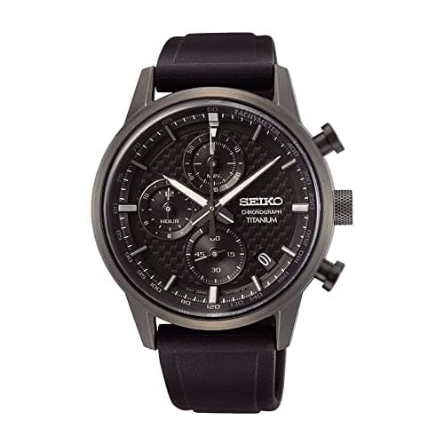Image of Seiko Men's Quartz Watch Titanium with Stainless Steel Strap, Grey/Black, Chronograph