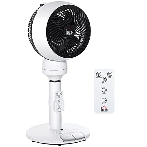 Image of HOMCOM 9'' Air Circulator Fan 3 Speed 3 Mode, 70° Oscillation 90° Vertical Tilt, Remote Controller, for Living Room, Bedroom, Office, Black and White