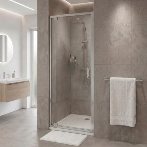 Image of Go Bathrooms Nera 900mm Pivot Shower Door Chrome 6mm Toughened Safety Glass Shower Enclosure 20mm Wall Adjustment Reversible Alcove Shower Screen Polished Chrome Finish