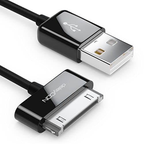 Image of deleyCON 1m 30-Pin USB Cable - Dock Connector Sync- Charging- & Data Cable - Compatible with IPhone 4s 4 3Gs 3G IPad IPod - Black