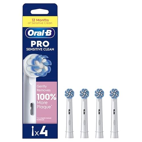 Image of Oral-B Pro Sensitive Clean Electric Toothbrush Head, X-Shaped & Extra Soft Bristles for Gentle Brushing & Plaque Removal, Pack of 4 Toothbrush Heads, White