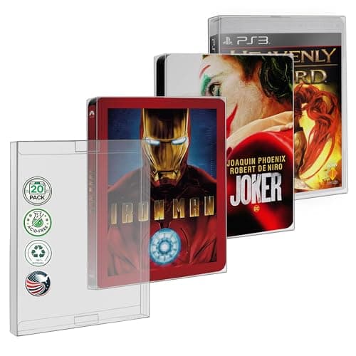 Image of MALKO 20 PACK Steelbook Protector Case. Compatible with: 4K UHD | Blu-Ray | Arrow Video w/Slipcover | Criterion Blu Ray Case | PS3 PS4 PS5 Games & Steelbooks