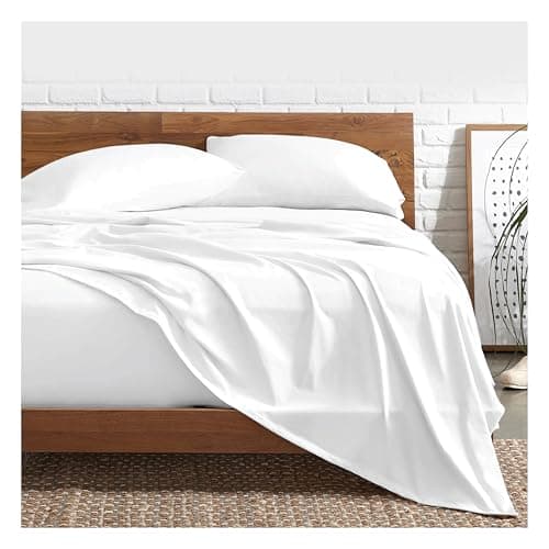 Image of Funky Gadgets King Size Flat Sheet 100% Egyptian Cotton Bed Sheet 300 Thread Count Luxury Hotel Quality Flat Sheets Plain Dyed Breathable White Bed Sheets (250 X 280cm).`