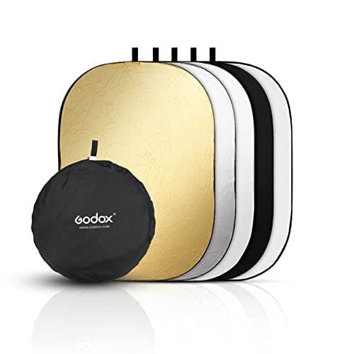 Image of GODOX Collapsible Photography Light Reflector, 5-in-1 Oval Multi Disc Diffuser with Carrying Bag- Gold, Silver, Black, White, Translucent for Photo Studio Outdoor Lighting (100x150cm)