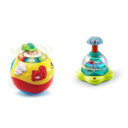 Image of VTech Crawl & Learn Bright Lights Ball for 6-36 Months & Bright Starts, Press & Glow Spinner Cause and Effect Musical Baby Toy, Spinning Lights, 20+ Melodies & Sounds, Early Development