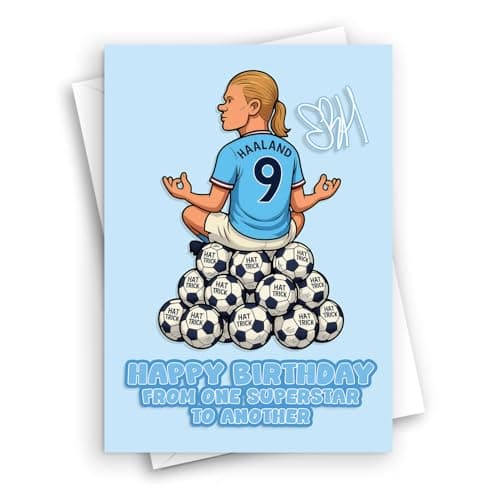 Image of HWC Trading Erling Haaland Manchester City Football Player Fan Happy Birthdays Cards Celebrations Geetings Gifts - A5 (ID-006234)