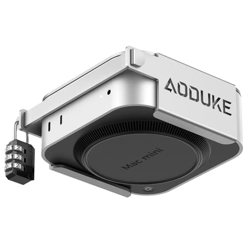 Image of AODUKE Aluminum Alloy 2024 Mac Mini M4 with Combination Lock Security Bracket, Compatible with VESA Hole Monitor or Plaster wall, with lock Anti-theft dock (Silver with lock Stand)