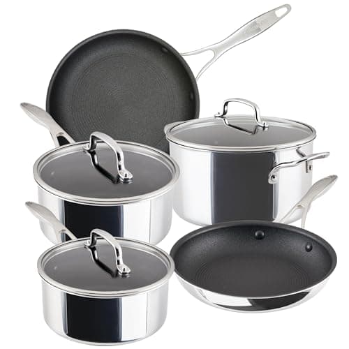 Image of Circulon Scratch Defense Stainless Steel Pan Set: 5 Piece Induction Hob Pan Set with Extreme Non Stick, Induction & All Hob Suitable