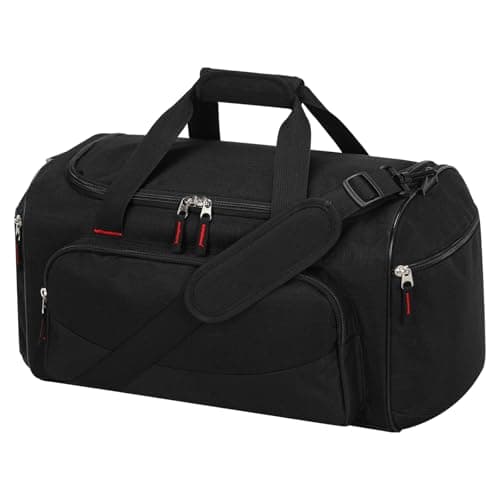 Image of LONALIA 30L Small Gym Sports Duffle Bag - 17 inch Weekend Holdall Carry On Duffel Bag for Travel Overnight Training (Black)