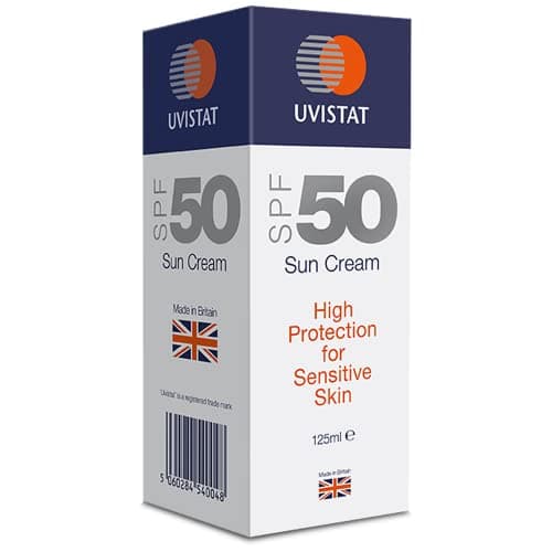 Image of Uvistat Sun Cream SPF 50 (125ml) – Fragrance-Free Moisturising for Sensitive Skin & All Skin Types – Factor 50 Suntan Lotion – Kids & Adults High Protection – Balanced UVA/UVB