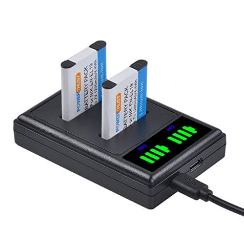 Image of PowerTrust 2Pcs EN-EL19 Battery and Type-C Charger for Nikon Coolpix W150 A100 S33 S6900 S3700 S2800 S3600 S6800 S4400 S6600 S6500 S2700 S3200 S3300 S6400 S4200