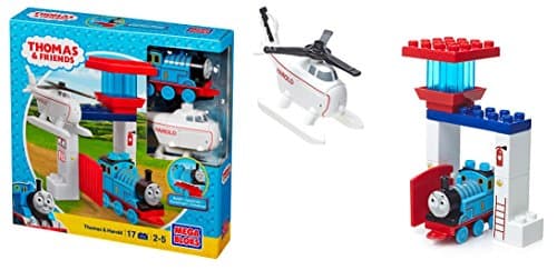 Image of Mega Bloks Toy - Thomas and Friends Playset - Train Engine and Harold the Helicoptor - Sodor