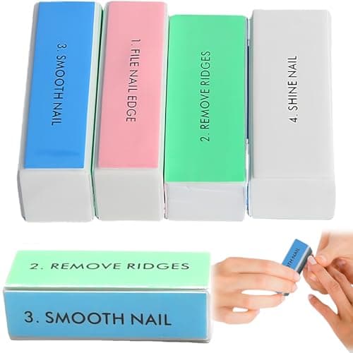 Image of 5 Pcs 4-Way Nail Buffer Blocks, Professional Manicure Polishing Kit for Shiny Glossy Natural & Acrylic Nails, Reusable Nail File Sanding Sponges for Home and Salon Use