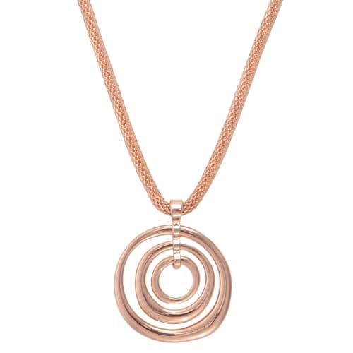 Image of Mikovivi Chunky Necklace for Women, Sun Heart Flower Pendant Necklace Circle Summer Beach Jewelry for Birthday Holiday Party Present (Rose Gold)