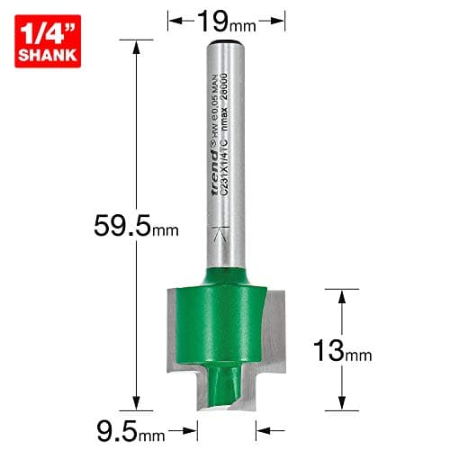 Image of Trend CraftPro Rebater Router Cutter, 1/4 Inch Shank, 13mm Cut Length and 9.5/19mm Cut Diameter, Tungsten Carbide Tipped, C231X1/4TC