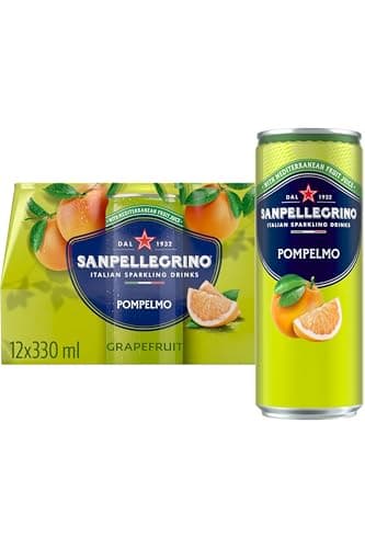 Image of San Pellegrino Italian Sparkling Drinks Tastefully Light Sparkling Grapefruit Canned Soft Drink 12 x 330ml | 70 kCals per Can