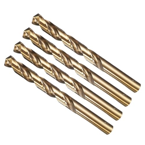 Image of METALLIXITY Drill Bit (13mm) 4Pcs, M35 Cobalt High-Speed Steel Straight Shank Spiral Flute 135°Point Tip Gold for Stainless Steel Iron Copper Aluminum Hard Metal
