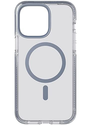 Image of Tech21 Evo Crystal Mobile Phone Case for iPhone 14 Pro Max - Compatible with MagSafe - Transparent/Blue - Scientifically Proven Drop Protection: 4.9 m