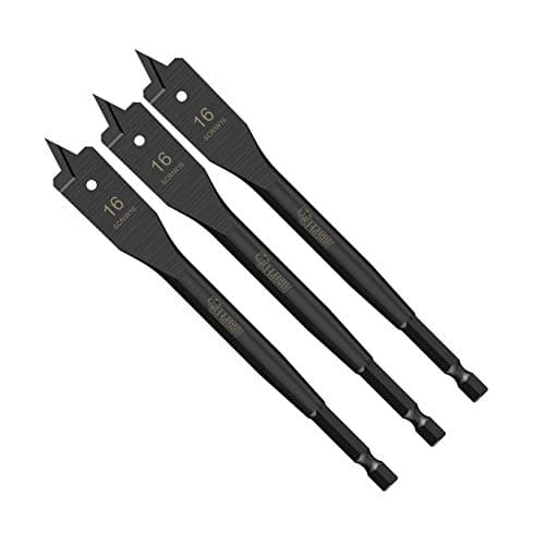 Image of 3 x SabreCut SCRIW16_3 16mm x 152mm Impact Rated Flat Wood Spade Bits for Softwood Hardwood Chipboard