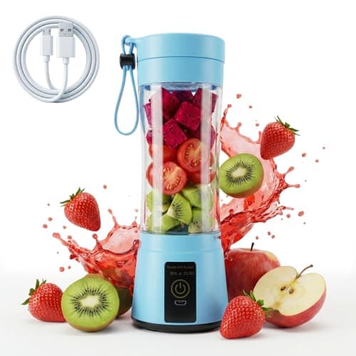 Image of Portable Blender for Shakes and Smoothies 380ml Mini Personal Smoothie Maker with 6 Upgraded 3D Blades USB Rechargeable Travel Juicer Cup for Gym Office and Outdoors Blue