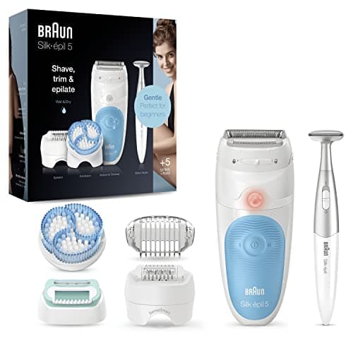 Image of Braun Silk-épil 5, Epilator for Women for Gentle Hair Removal, with 5 Extras, Pouch, Bikini Styler, 5-815