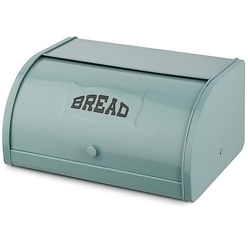 Image of Hossejoy Metal Bread Box, Countertop Bread Storage, Bread Boxes with Roll Top Lid, Bread Bin Container Holder, Breadbox Holds for Your Kitchen Counter (Green)