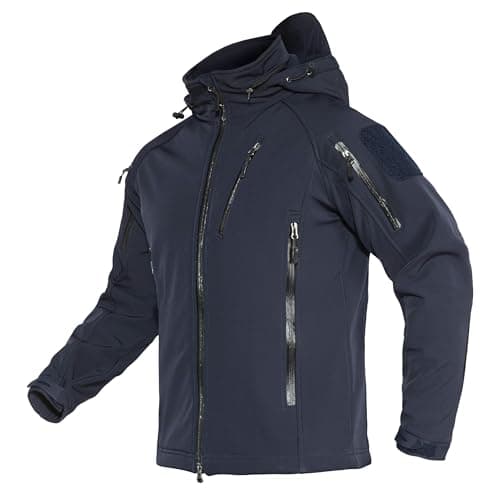 Image of TACVASEN Softshell Jacket Mens Warm Winter Jackets Waterproof Army coats Work Outdoor Tactical Coat with Zip Pocket Navy Blue,M