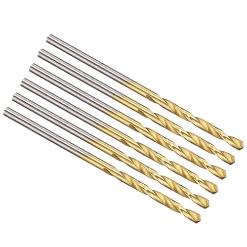 Image of PATIKIL 1.9mm Drill Bit, Jobber Straight Shank M2 High-Speed Steel 135° Titanium Nitride (TiN) Coated for Stainless Steel Hard Metal - 6 Pack