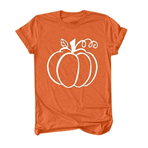 Image of Women's Sleeve Shirt Pumpkin Blouse Carnival Printed Women's Blouse for Short Time, orange, L