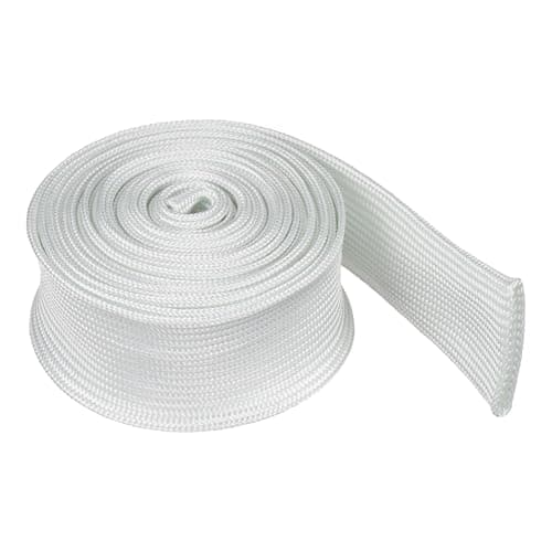 Image of sourcing map Braided Sleeving 3meter x 25mm High Temp Fiberglass Braid Cable Sleeve for Automotive Home Office Cables Video Cord Management Cable Protection, White