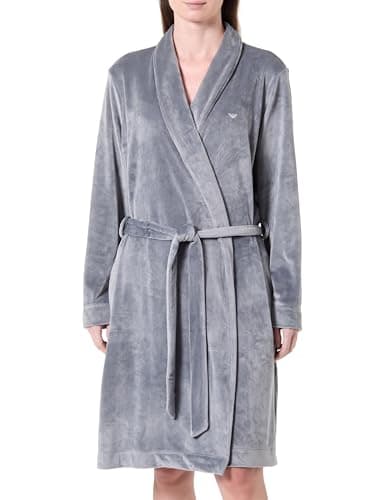 Image of EMPORIO ARMANI WOMAN'S CHENILLE DRESSING GOWN GREY XL