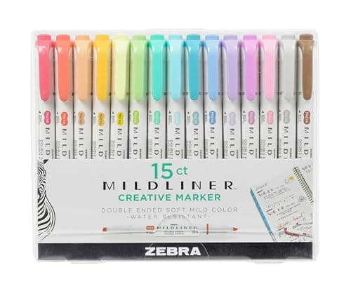 Image of Zebra Mildliner Creative Marker Double Ended Soft Mild Color 15 Pack