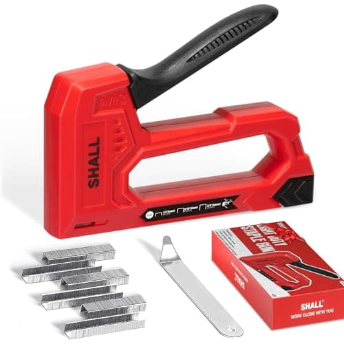 Image of SHALL Light Duty Staple Gun for Wood - Red Upholstery Staple Gun with 1600pcs JT21 Staples 1/4, 5/16, 3/8 inch and Staple Remover - Fabric Stapler Gun for Crafts, DIY, Decoration